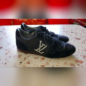 Upcycled Authentic Louis Vuitton Stardust Black Nylon & Suede Sneakers